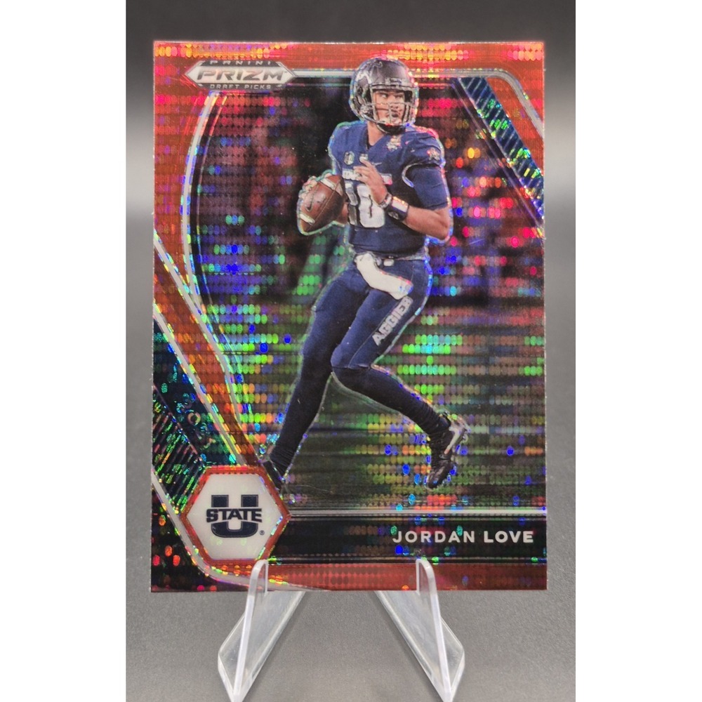 2021 Panini Jordan Love 33 Jordan Love Red Pulsar Prizm Draft Picks Utah State